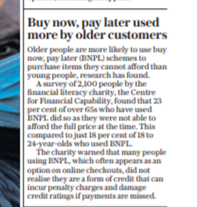 Delighted to receive coverage in the <a href="/Telegraph/">The Telegraph</a> over the weekend! Our research has found that 23% of over 65s have used #BNPL schemes. It is essential that people are taught about the dangers of #BNPL early, to ensure they are not taking such financial risks in later life.
