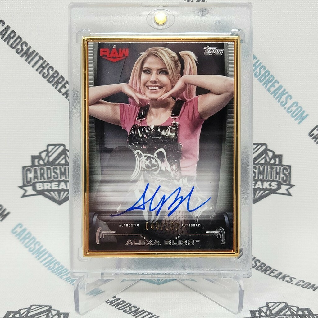 cardsmithsbreak's tweet photo. Alexa Bliss Gold Framed Autograph #/150 from 2021 Topps WWE Undisputed! #csbheat #cardsmiths #wrestlingcards #wwecards #tradingcards #alexabliss #alexablisswwe #groupbreaks https://t.co/c65zfgtsO1 https://t.co/b3gIbAOWQS