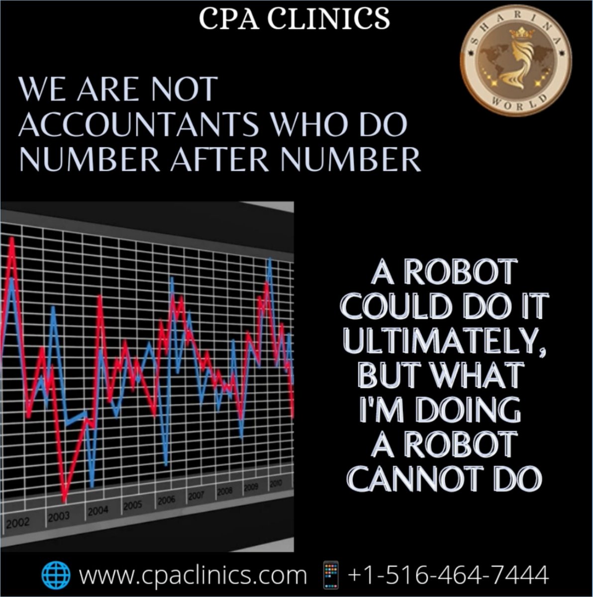 SharinaWorld's tweet photo. We Are Not Accountants Who Do Number After Number
A Robot Could Do It Ultimately, But What I'M Doing A Robot Cannot Do!

For All Accounting And Financial Services Please Visit:
https://t.co/qcdKfMyj8i

#bestaccountingquotes #cpaclinics https://t.co/TVhXQ8yJ7w