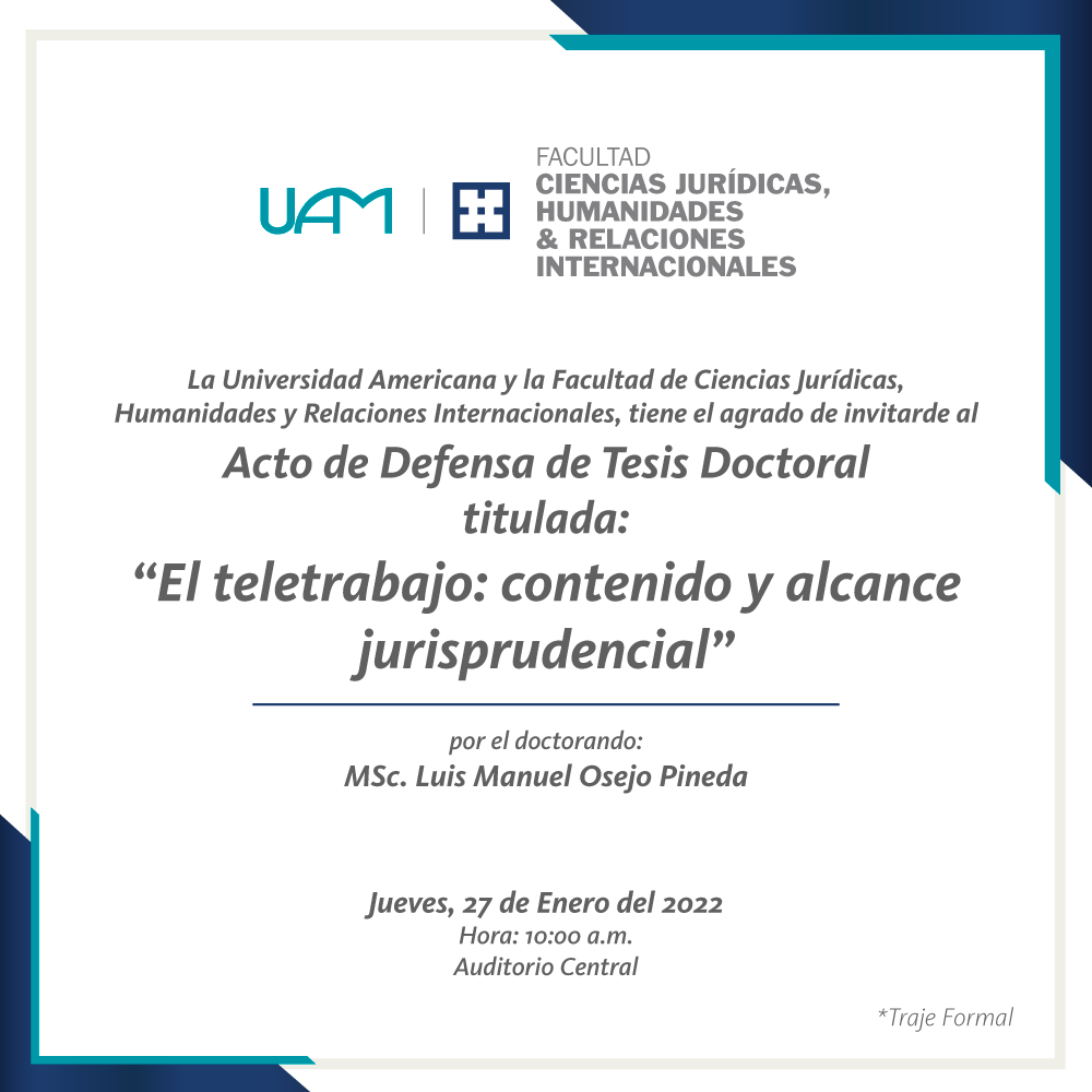 PosgradoUam's tweet photo. La Facultad de Ciencias Jurídicas, Humanidades y Relaciones Internacionales invita al segundo acto de defensa doctoral. 

#UAM https://t.co/1p6SCsjj48