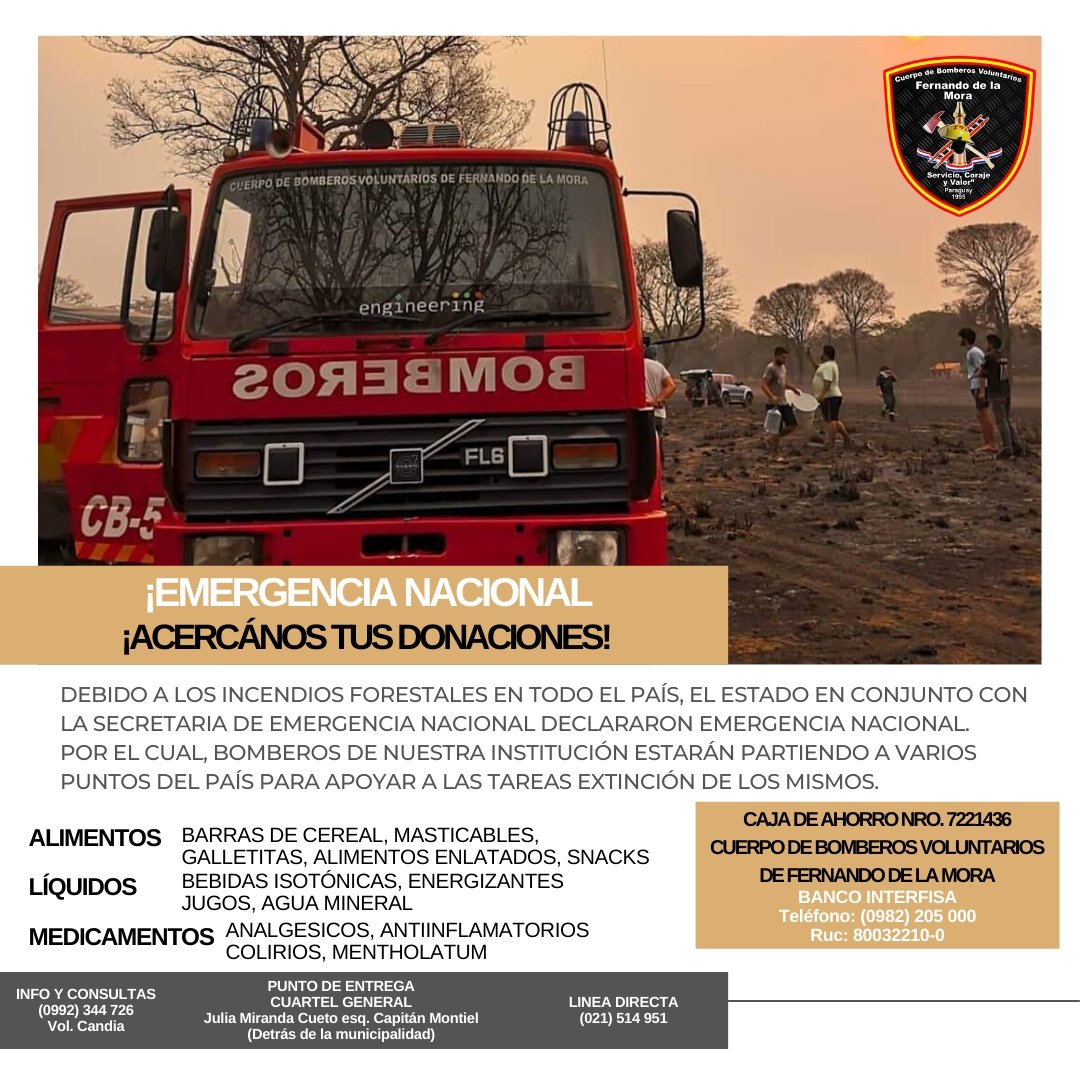bomberosdefdopy's tweet photo. Los incendios forestales están arrasando nuevamente con todo el país.😢🔥
El estado, en conjunto con la SEN declaró emergencia nacional, motivo por el cuál estamos reuniendo a todo el personal combatiente para apoyar en las tareas de extinción.
. https://t.co/zvn1Sjy3gi