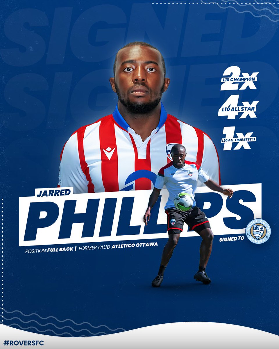 The Rovers are proud to welcome Jarred Phillips as the second signing in the club’s history❗️

Phillips had dominated League 1 Ontario earning himself 2 L1O Championships, 4 L1O All Star awards, and was named to the L1O All Time Best XI🔥

#ThePeopleAreTheCounty #SCRFC