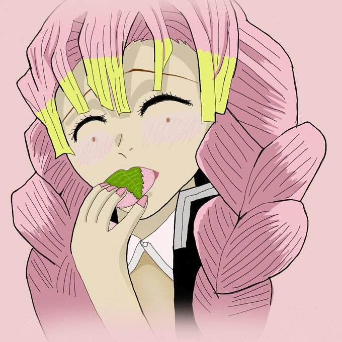 のっぽのテリー🇺🇦さんがTwitterに投稿した甘露寺蜜璃(鬼滅の刃)のイラスト。