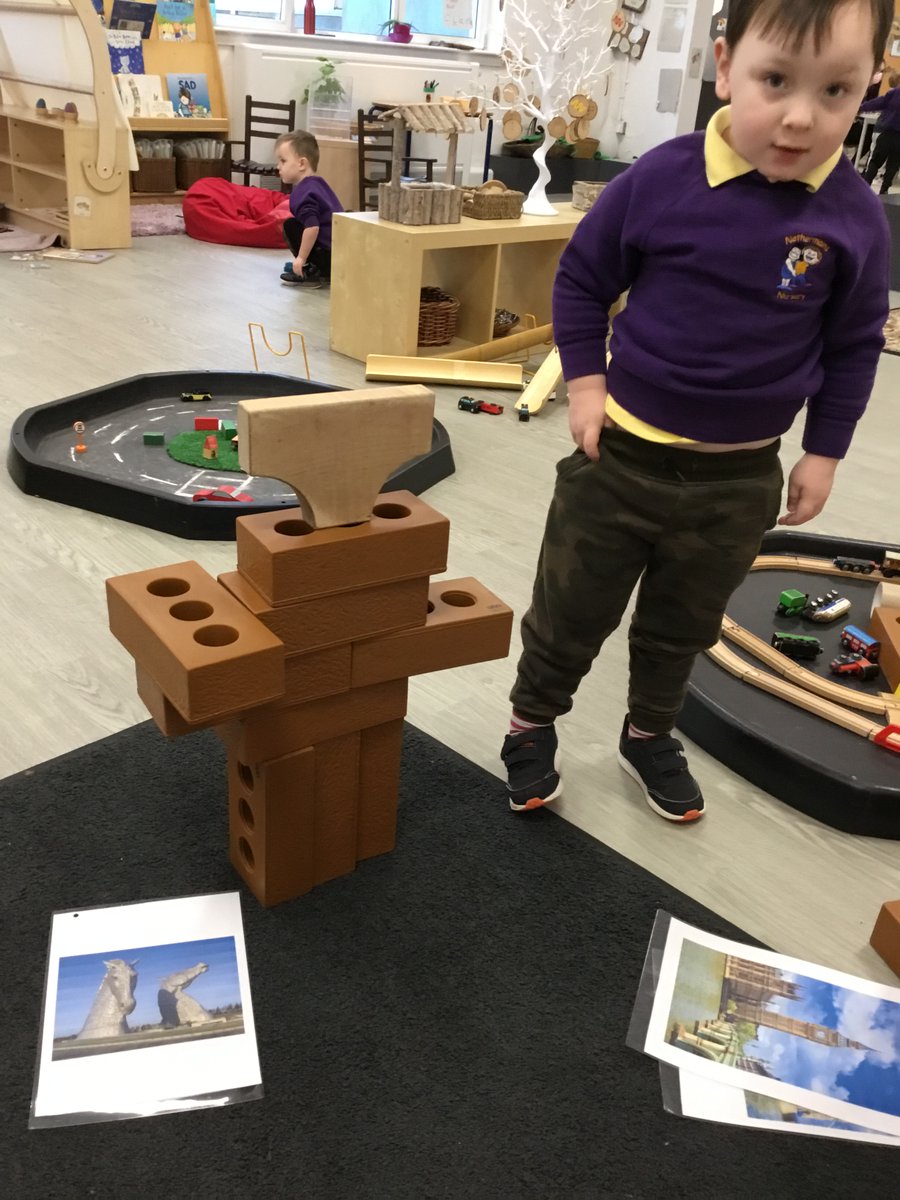 netherweans's tweet photo. Since our wee people have been interested in big builds we printed off some pictures of local monuments, bridges and the kelpies was a particular favourite! #blockspace #bigbuilds #kelpies #bridges https://t.co/k58x4oyccF