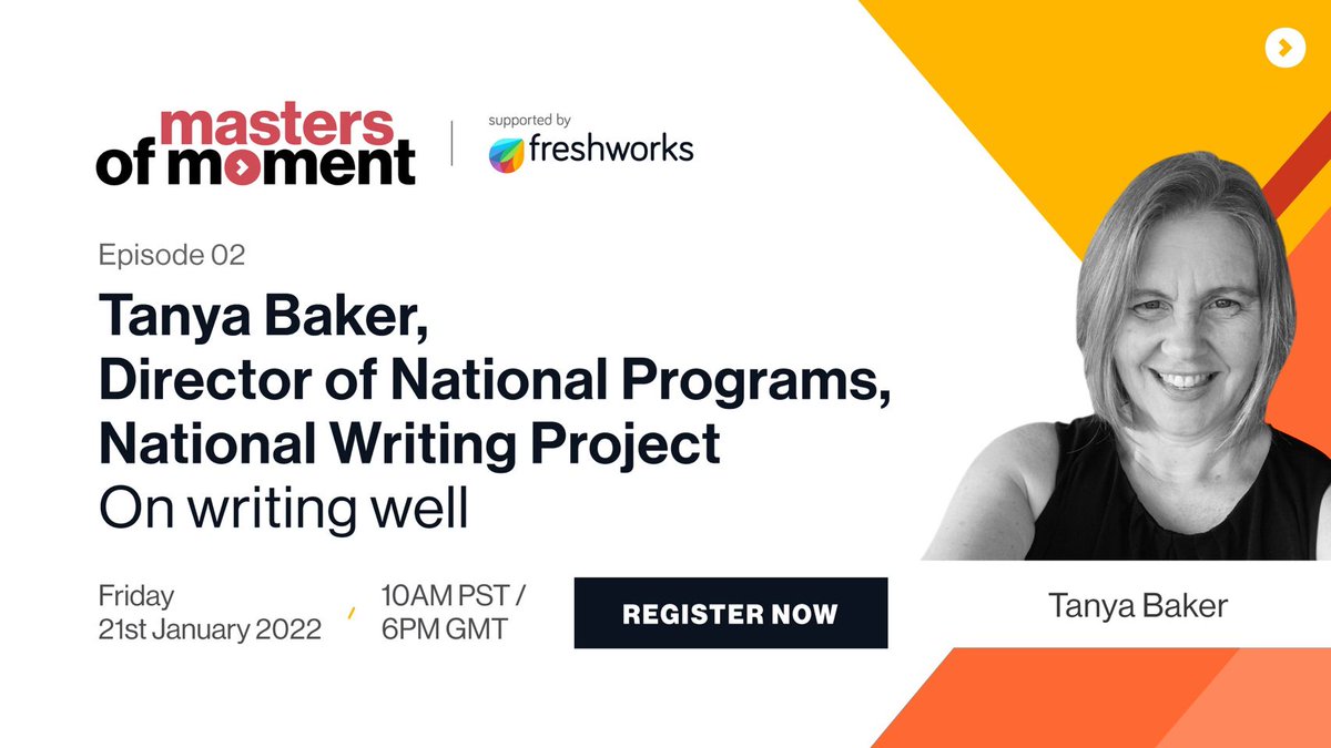 freshdesk's tweet photo. Join us on Jan 21, 10 am PST/6 pm GMT for a 30-minute #LIVE #workshop with expert Tanya Baker and @berkson0 on what good customer-facing writing looks like. Reserve your FREE spot here: https://t.co/AkbaipLXyB

(2/2)
#writingskills #writingadvice #mastersofmoment #freshdesk https://t.co/pSCl0bbdUI