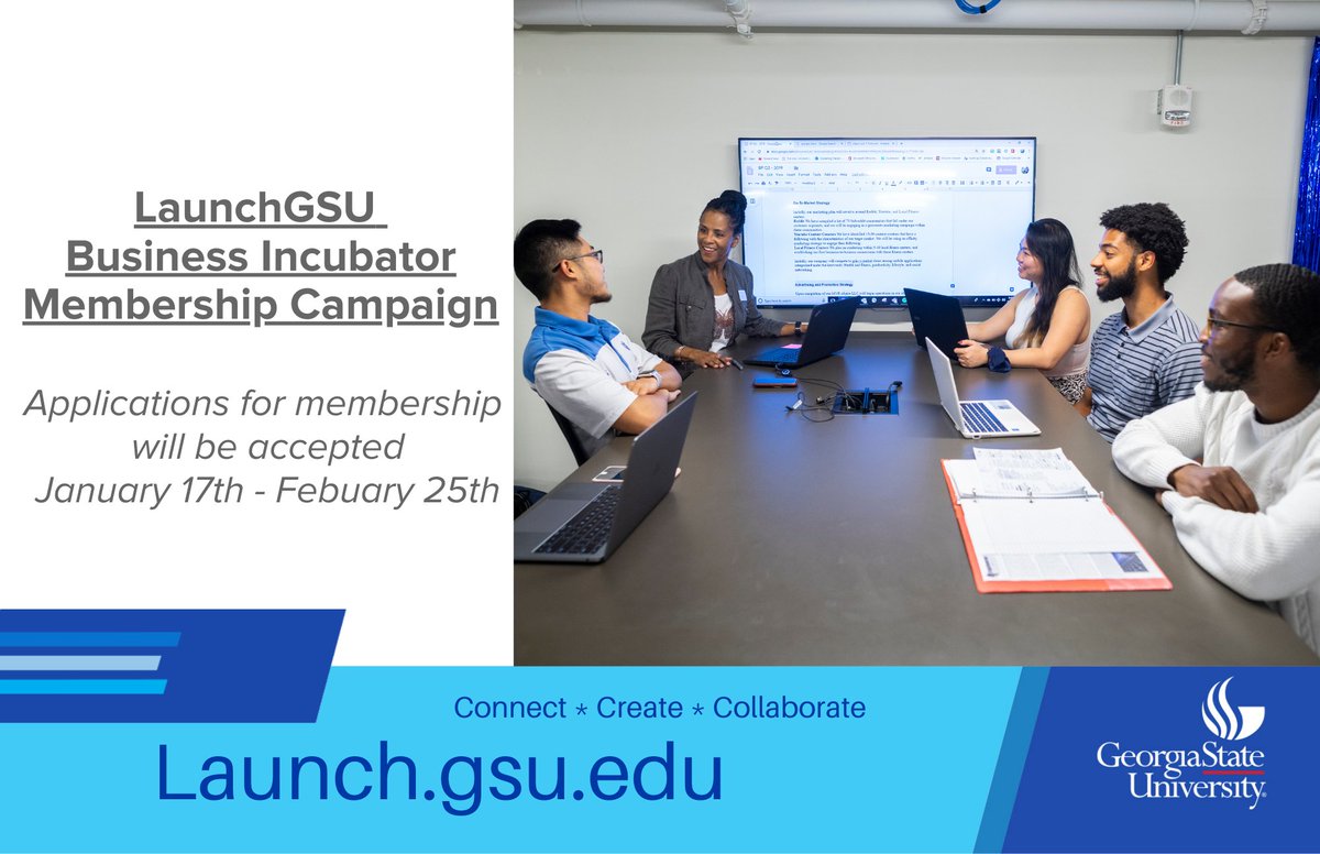 LaunchGSU's tweet photo. Reminder to entrepreneurs! Membership applications for LaunchGSU will be accepted until Febuary 25th. Apply Now!
https://t.co/lrZftAlX1p https://t.co/kfFPD161rd