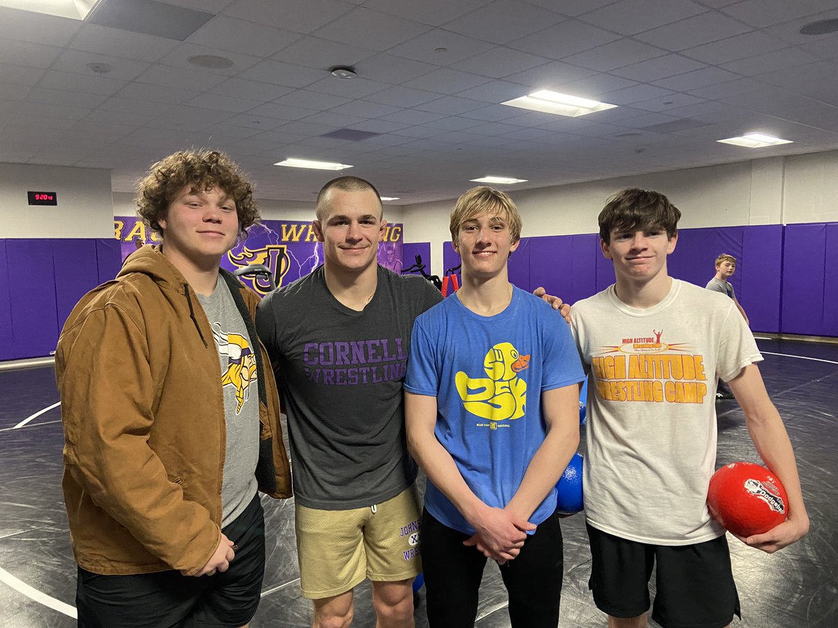 CornwellLindsey's tweet photo. These fine @JohnstonCSD staff along with a few JHS wrestlers hosted an open mat for youth this morning! #JohnstonServes https://t.co/VroFlnfi52