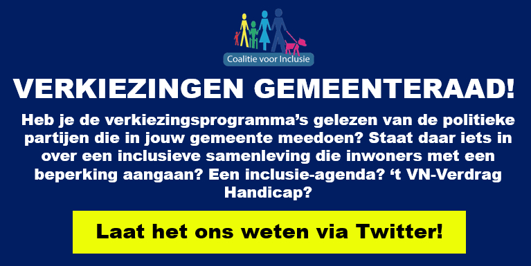 VERKIEZINGEN | Nog twee maanden en dan zijn de gemeenteraadsverkiezingen weer voor bij. Wij zijn benieuwd of in de verkiezingsprogramma's aandacht is voor mensen met een beperking! Zo ja, laat het ons weten! ^VK  [Deel dit bericht, aub]