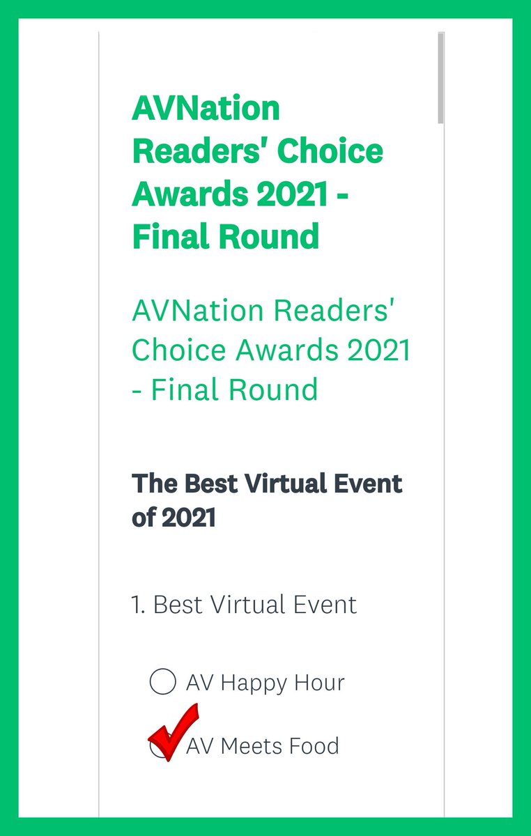 chris_neto's tweet photo. The choice is simple here #Avtweeps. VOTE FOR #AVmeetsFood! @AvixaDiversity is deserving of the honor. Congrats to all the @AVNationTV Readers Choice finalists. #proav #avnews https://t.co/Ni17OybQge