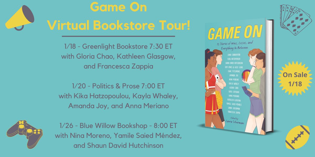 chessiezappia's tweet photo. GAME ON comes out tomorrow (1/18)!! Check out the link below to join the virtual bookstore tour event with me, @LJSilverman1, @gloriacchao, and @kathglasgow tomorrow at 7:30 ET @ @greenlightbklyn!

Event link: https://t.co/hKhtVj2QHx https://t.co/u03cx69eCP