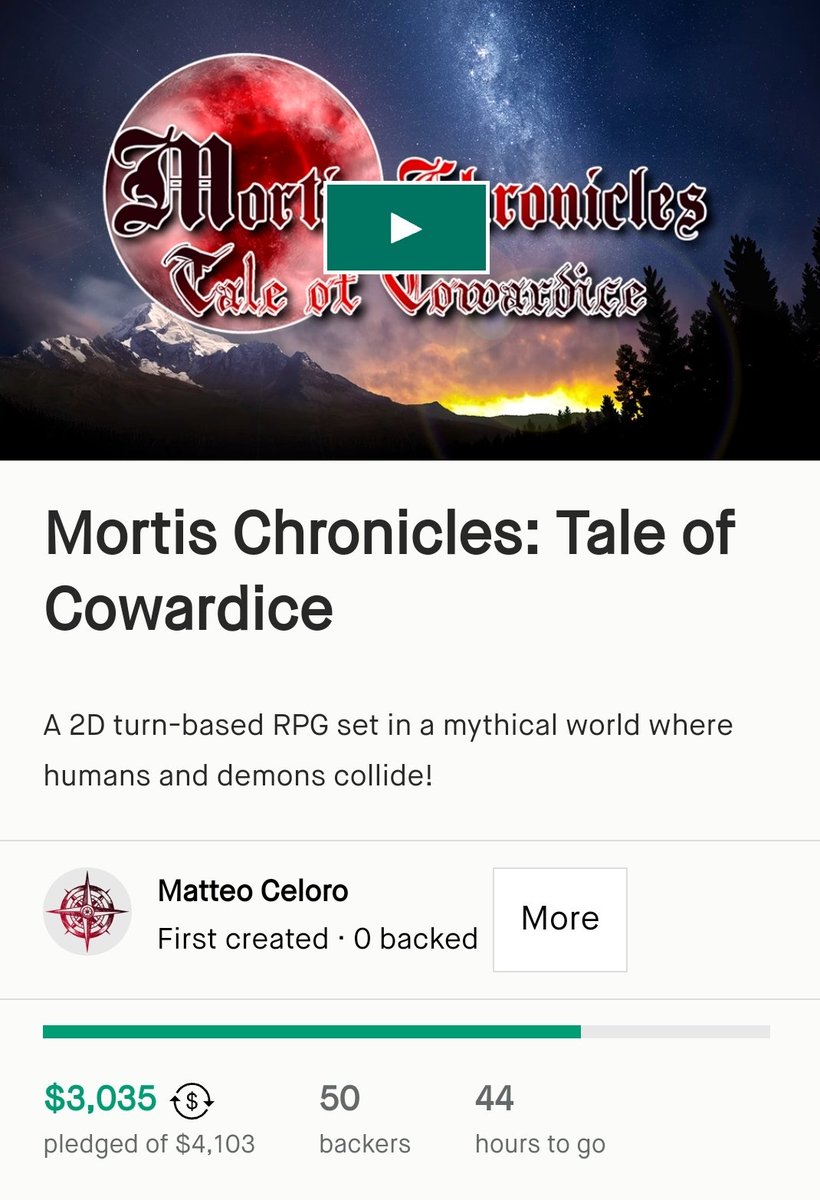Only 48 hours left until the #MortisChroniclesRPG #Kickstarter is finished!

I can't believe this #indie passion-project has raised £2.219 already. We only need a little bit more for a successful campaign, and to properly begin development.

Donate to the <a href="/Kickstarter/">Kickstarter</a> page now!
