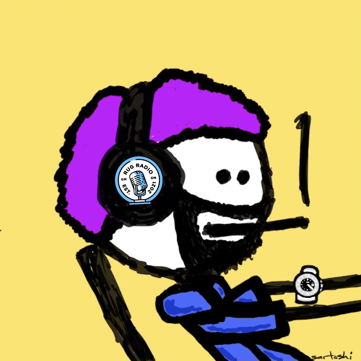 johnknopf's tweet photo. Purple hair mfer, white Hublot watch, backwoods blunt, beard, ready to hit @RugRadio with that dank @Dyson sponsorship. HUGE shoutout to @squarespace for being early believers! #NeverForgetWhereYouStarted #NewProfiIePic @sartoshi_nft https://t.co/BljydaE5eD