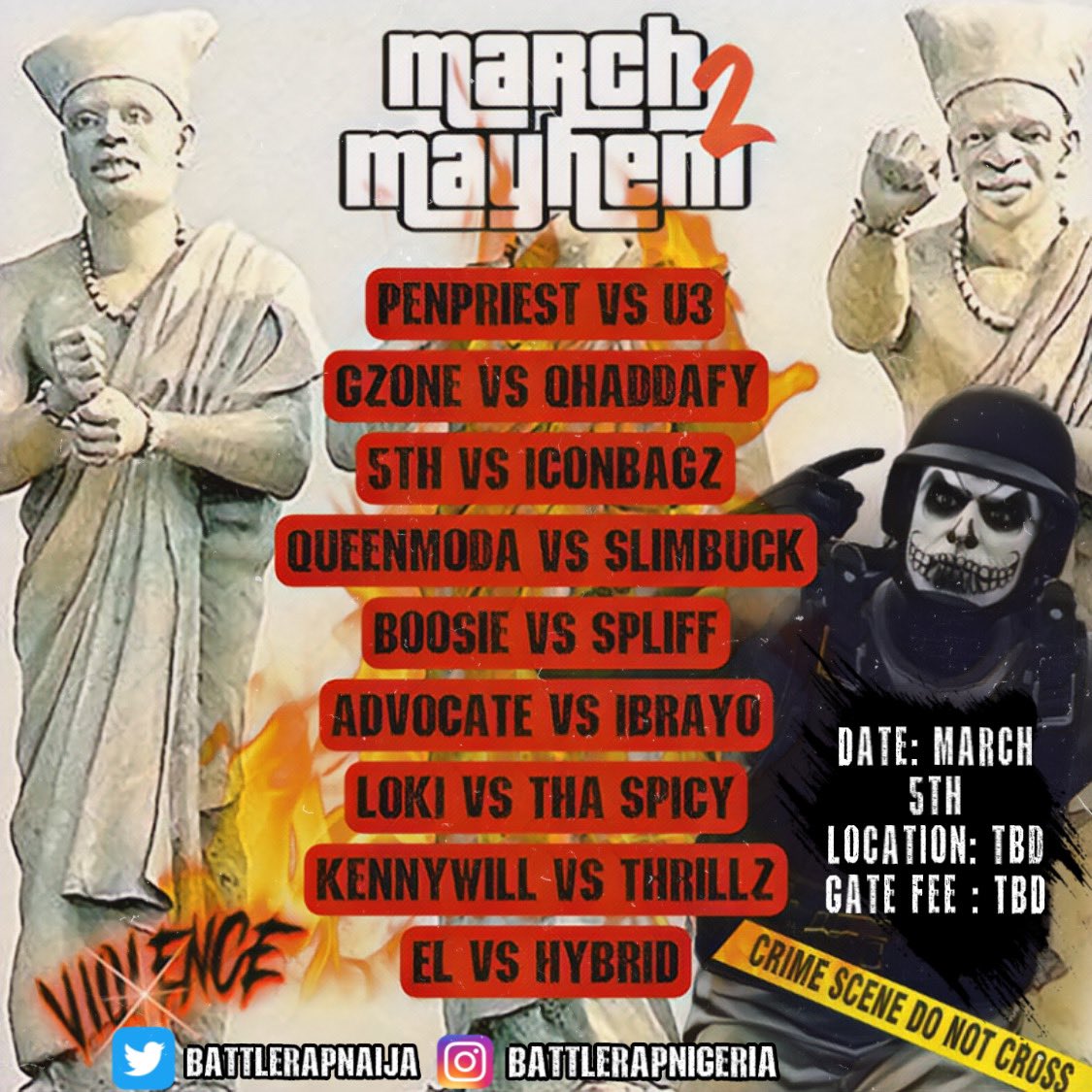 AFRICA STAND UP!!
NIGERIA STAND UP!!
LAGOS STAND UP!!!
🔥🔥🔥😤🔥🔥🔥

BRN MARCH MAYHEM 2 
#battlerapnigeria #marchmayhem2