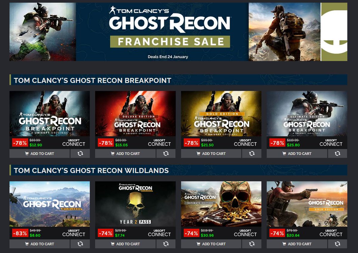 (PCDD) Ghost Recon Franchise Sale via Green Man Gaming.  