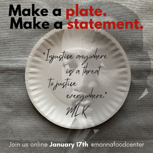 MannaFoodCenter's tweet photo. Today is the day! Join our campaign and #MakeAPlate by writing your favorite quote from MLK and post, comment, tweet your photo. Tag us on your post and use #MakeAPlate to raise the awareness for #FoodJusticeForAll ! https://t.co/L4k0dRLp1g