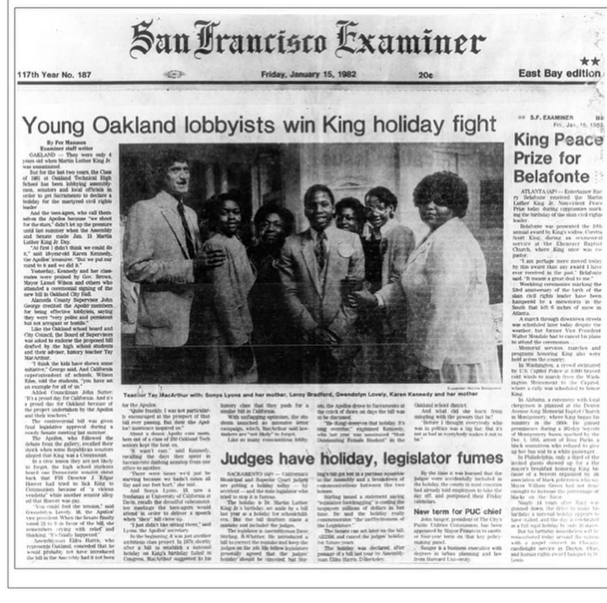 Kaplan4Oakland's tweet photo. A group of Oakland high school students led the effort to create MLK Day! https://t.co/wHZMr2BNRM