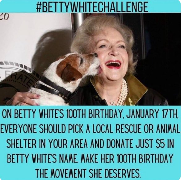 CrystalsRuby's tweet image. Today would have been Betty White's 100th birthday. It's so sad she died just weeks shy of this milestone. Please consider donating 💗