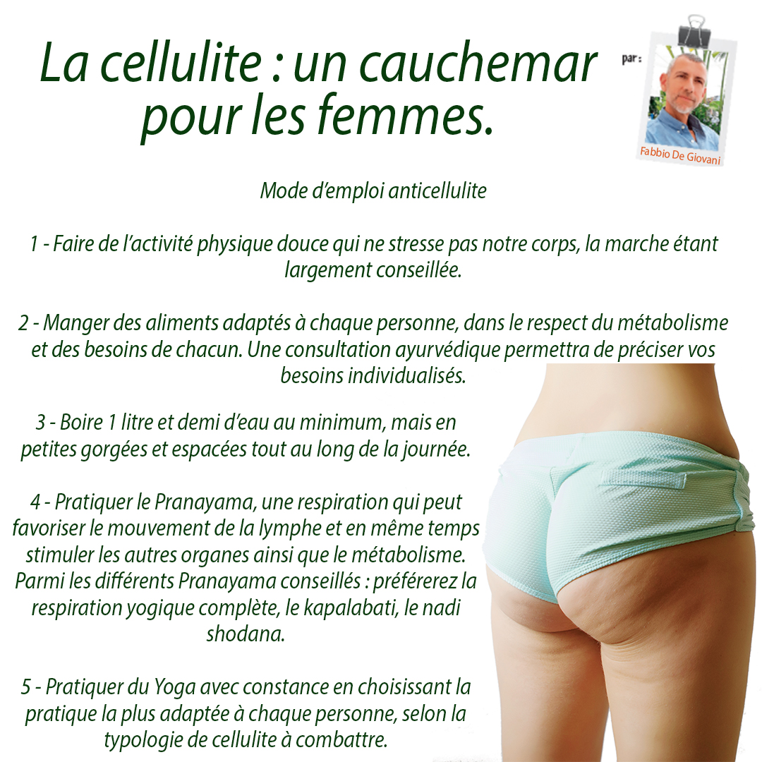 " La cellulite : un cauchemar pour les femmes", un article de Fabbio De Giovani (<a href="/Ayurvedanice/">Ayurveda MassageNice</a>), coach en Ayurveda.

Découvrez l'article complet dans le journal de l'Ayurveda : journalayurveda.fr/cellulite/

#ayurveda #conseils #JDA #cellulite