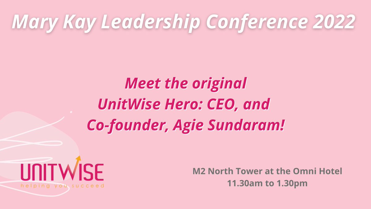 UnitWise's tweet photo. Are you attending the Mary Kay Leadership Conference in Atlanta? Stop by the Omni Hotel tomorrow between 11:30 am and 1:30 pm to meet the CEO and original Unitwise Hero, Agie Sundaram! #UnitWiseHeroes #MaryKayLife #UnitWise #MaryKayBeautyConsultants

Here's the full address:  ... https://t.co/G9S6GwOdx7