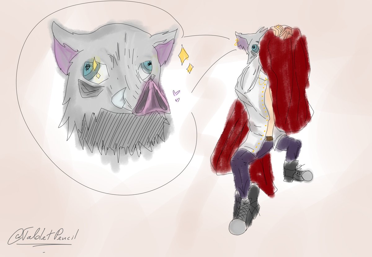 Inosuke tried out Techno's clothes (he really likes the cape) #DemonSlayer #technofanart #technoblade #kimetsunoyaiba