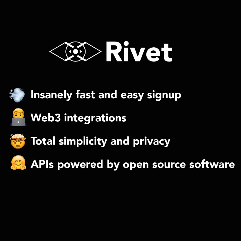 R_I_V_E_T's tweet photo. It's time say goodbye to your Ethereum API &amp; hello to Rivet 👋

Rivet makes node infrastructure easy, so you can focus on what matters most to you and your team.

Sign up with your email &amp; get 3M FREE requests/month!

Buidl now 👉 https://t.co/6cSUIx0xzz