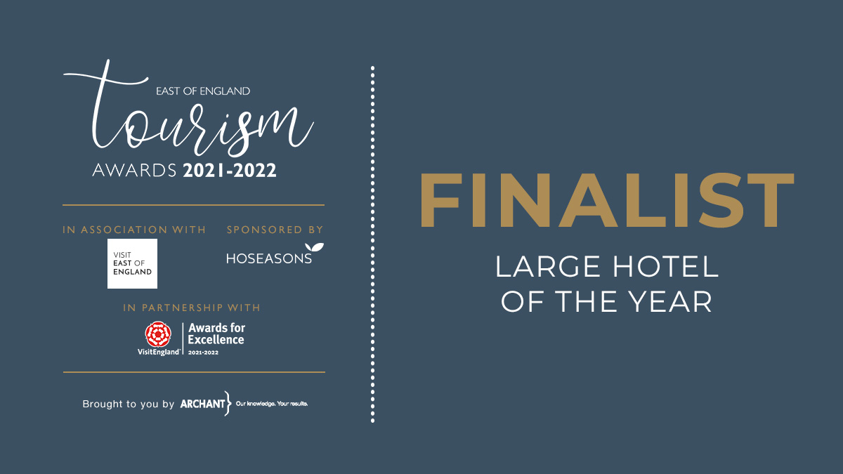 EXCITING NEWS! 📢
We’ve been named as finalists at the East of England Tourism Awards for Large Hotel of the Year! <a href="/VisitEngland/">VisitEngland</a> 
We are incredibly proud of our fantastic team, and a special thank you to everyone who has supported us during difficult times.
<a href="/EnsorsAccounts/">Ensors Accountants</a>