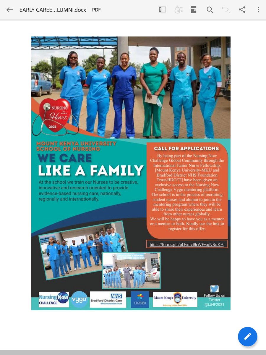 RNlizzyndungu's tweet photo. Looking for to welcoming our alumni and nursing student to Vigo mentoring platform as another activity with @NursingNow2020 . @IJNF2021 @cromack_debbie @Andrea_NNC @vygoapp https://t.co/6ptxkHV6Ok