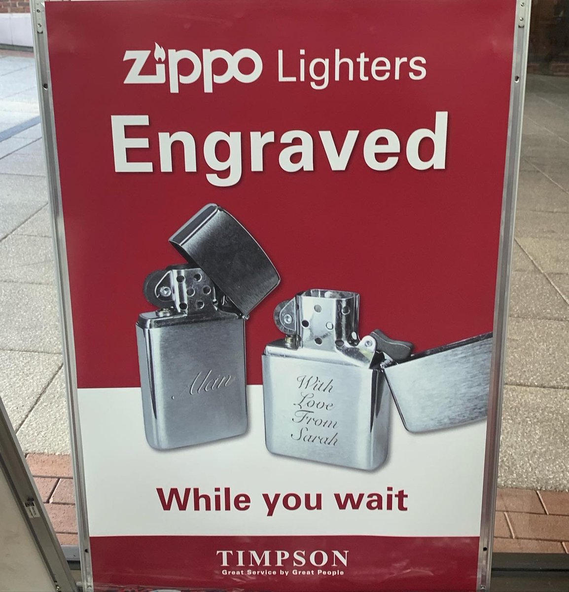 ShopSwanCentre's tweet photo. Get your lighter engraved while you wait for your keys at our @Timpson store! ππ
Visit our website to view their hours: https://t.co/TZkOLw6Pud
#swancentre #timpsons #localtoyou https://t.co/azZ5pBHJ4X