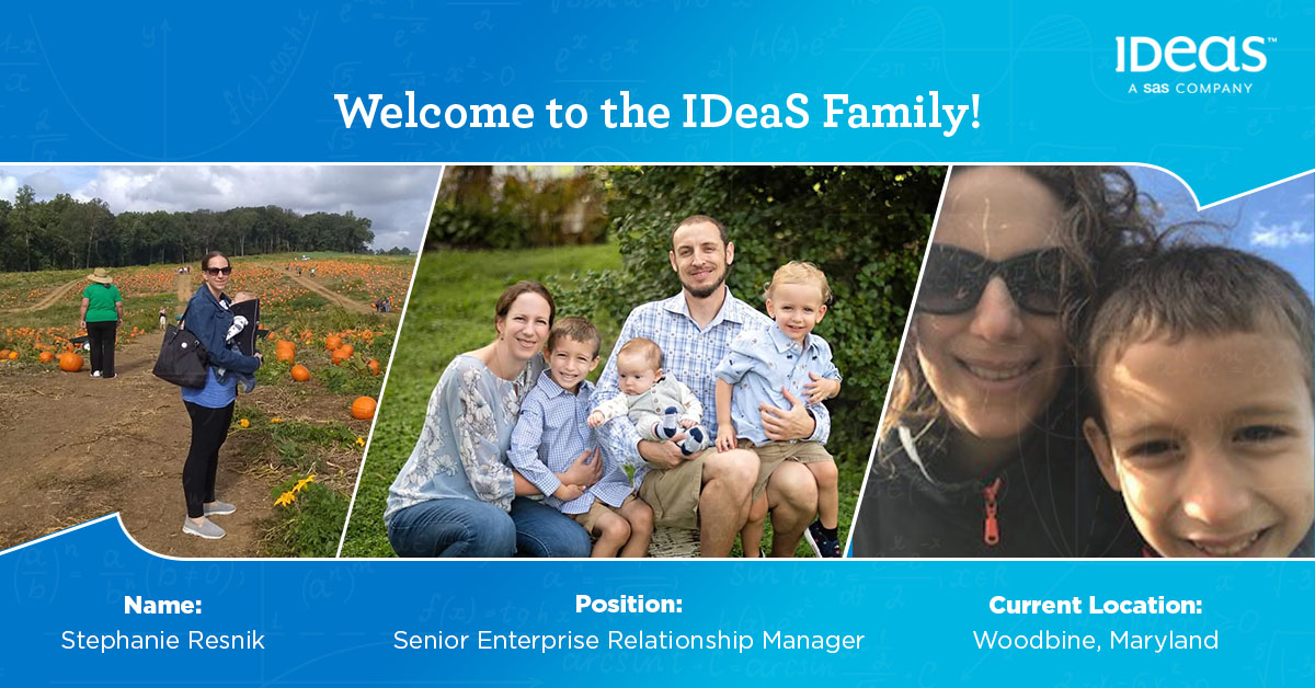 IDeaS_RevOpt's tweet photo. Join us in welcoming Stephanie Resnik to the #IDeaSFam! She is “very excited about the products offered by IDeaS as well as getting to work with a diverse team around the globe!” Stephanie just welcomed her third child to her home in Maryland! Welcome Stephanie! #bestplacetowork https://t.co/fTGu5RTwEF