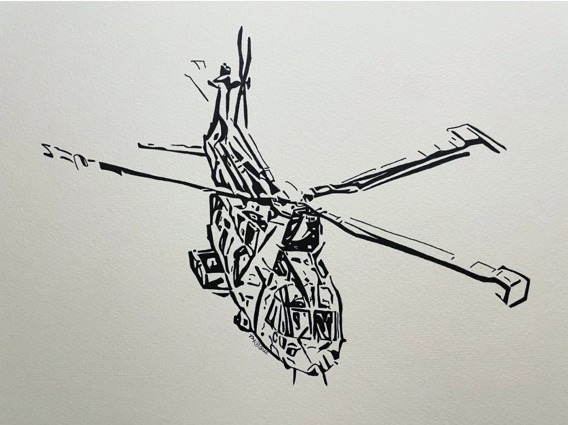 #MerlinMonday 

Photo credit <a href="/Mikey_Vengeance/">Mike Keightley</a> 

A great shot taken at <a href="/YeoviltonAirDay/">Royal Navy International Air Day</a>; this is another doodle that will form part of a forthcoming fundraiser ❤️

<a href="/845NAS/">845 Naval Air Squadron</a> <a href="/846NAS/">846 Naval Air Squadron</a> <a href="/RNASYeovilton/">RNAS Yeovilton</a> 

#merlin #mk4 #chf #rnasyeovilton #royalnavy #helicopter #military