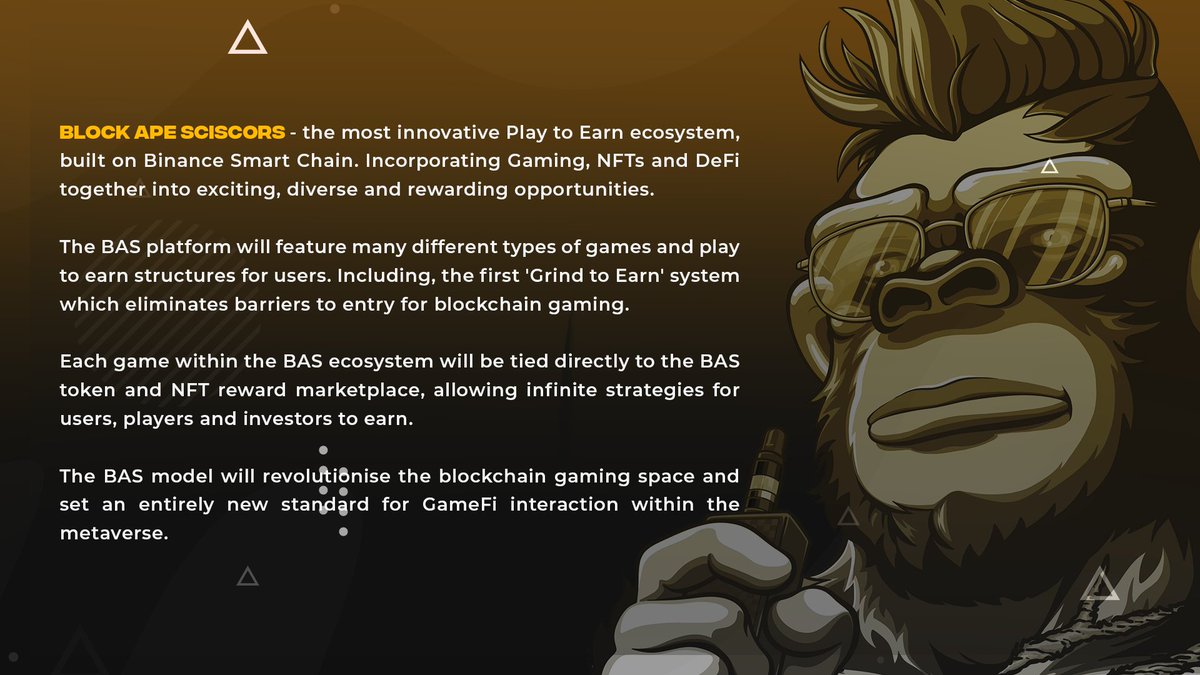 ArcasGames's tweet photo. Block Ape Scissors is the ULTIMATE #Play2Earn Ecosystem 💎👇 https://t.co/geadPCQ0Cv