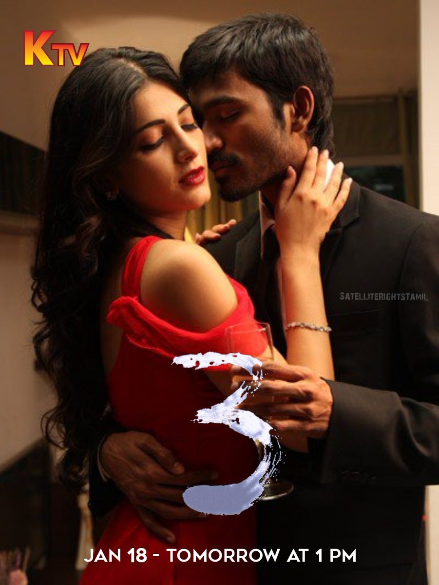 SRT_Tweets's tweet image. #3Three Tomorrow At 1pm On #Ktv !
Don't Miss It !
.
#Dhanush #shrutihassan #aishwaryadhanush #anirudhravichander