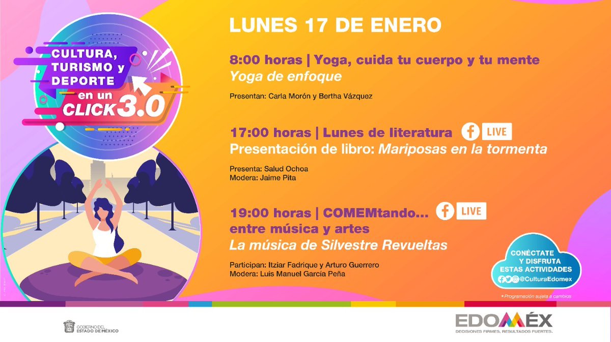 COBAEMex's tweet photo. 🎭Te compartimos la cartelera #CulturaEnUnClick y disfruta de las actividades en línea que nos propone @CulturaEdomex:👇 https://t.co/4yyedkwvgN