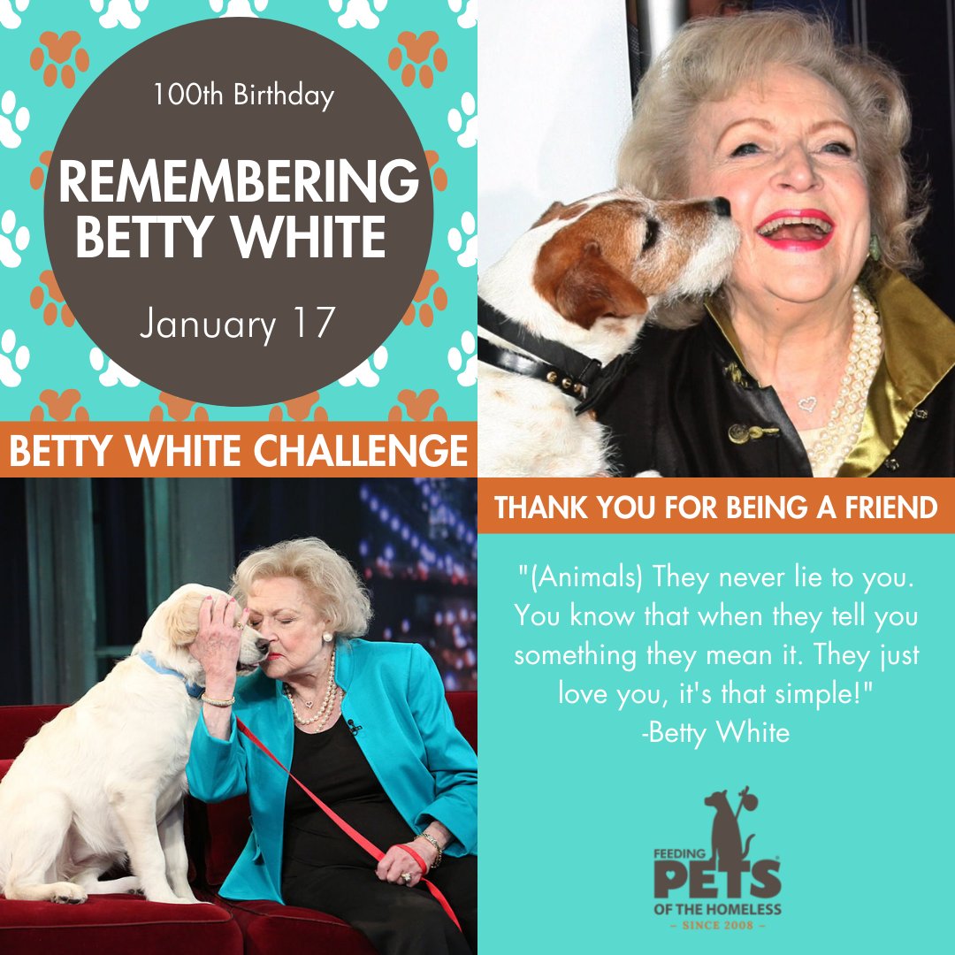 PetsofHomeless's tweet photo. In honor of what would have been Betty White's 100th birthday, many are participating in the #bettywhitechallenge by donating to their favorite animal welfare charities. We hope you consider a donation to @petsofhomeless to honor her today.
#homeless #pets
https://t.co/61SuvrzA5u https://t.co/TDIlRTzKnr