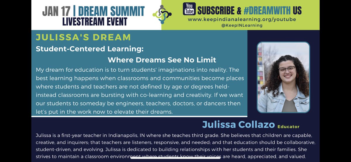 dmurff5's tweet photo. @MsCollazo1 - Thank you for showing the importance of learning about the dreams of your students and using that knowledge to help them make their dreams come true! @peter_schlifke @NoraElem @keepindianalearning #DreamWith https://t.co/zybNpRa5we