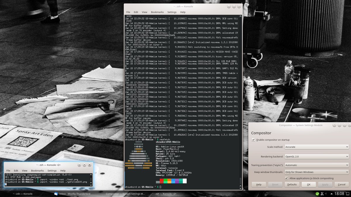 powerpcnotebook's tweet image. Incredible performance, low RAM usage with full Plasma and no glitches on legacy NVIDIA. Great work @AdelieLinux! More tests soon. #linux #powerpc @PowerProgressCo