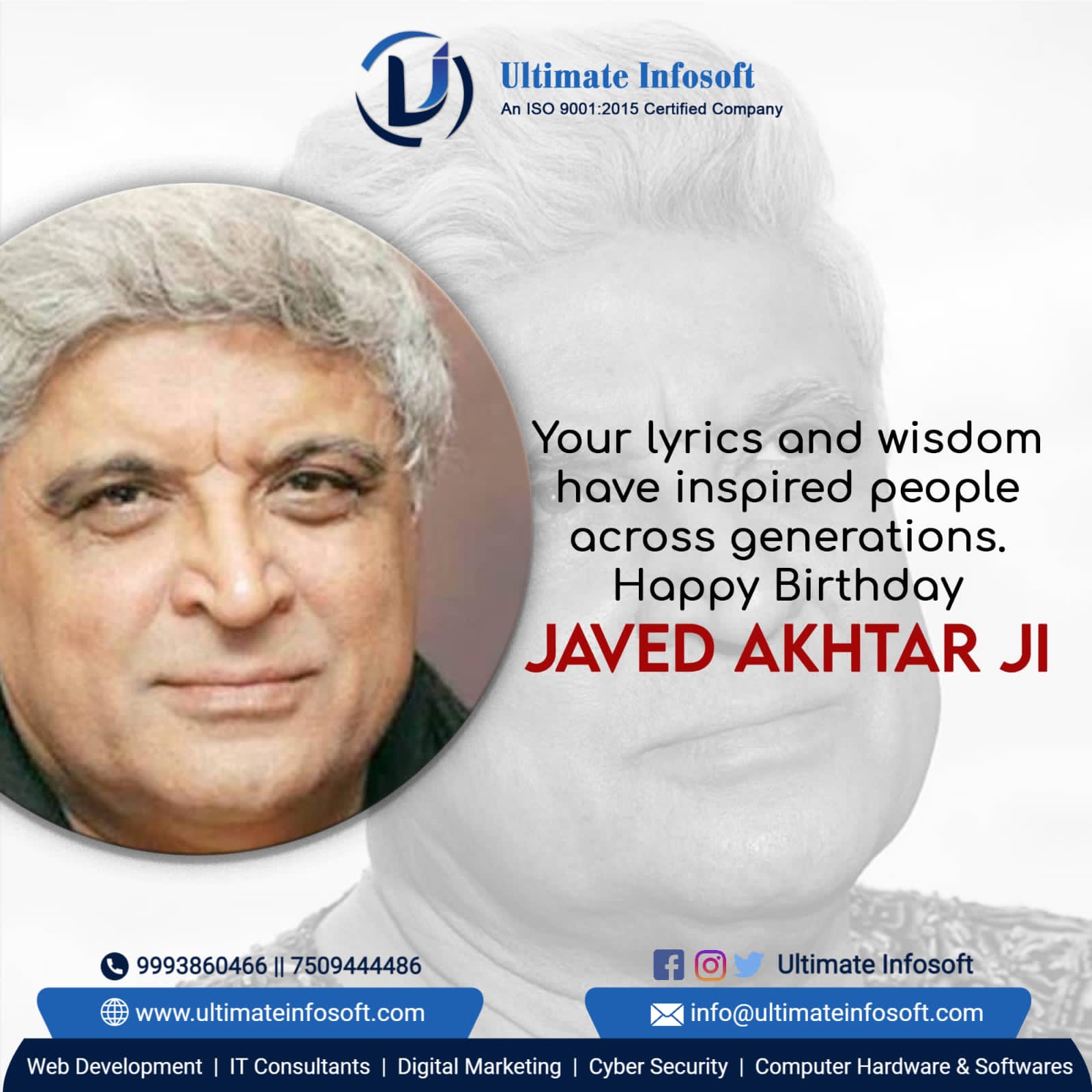 Your lyrics and wisdom have inspired people across generations. Happy Birthday
JAVED AKHTAR JI 