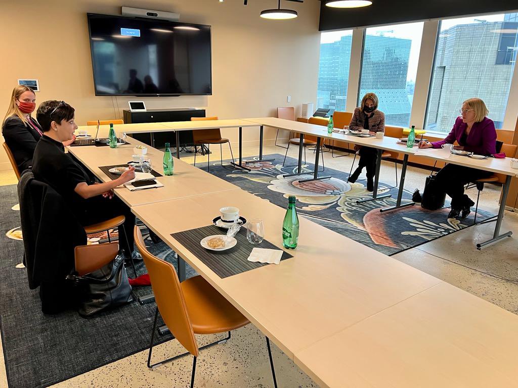 NorwayUN's tweet photo. Preparing for tomorrow’s council debate on Women, Peace and Security! 

Thanks to @KaavyaAsoka and @ngowgwps for their enormous support to women peacebuilders and human rights defenders! https://t.co/Ve9mH9eLri