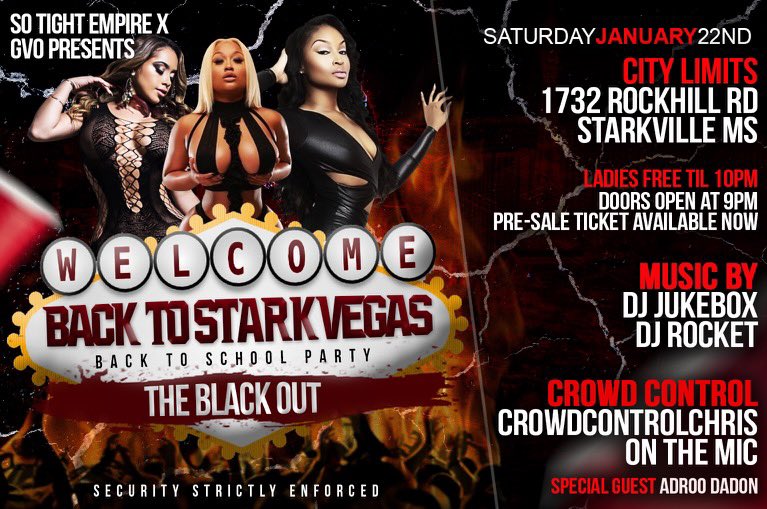 DJJukeboxlive's tweet photo. This Saturday #MississippiState Back To School Party City Limits Wit @DJJukeboxlive in The Mix Powered By @MSUCONNECT1 https://t.co/HPFAyEeY0u