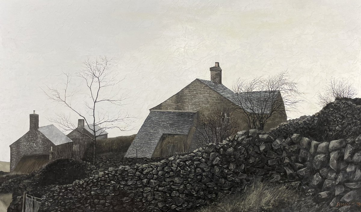 This was painted in 1978 by the late Jack Simcock. One of the masters of Grim. @GrimArtGroup 

#jacksimcock #staffordshire #mowcop #biddulph #potteries #cheshire #landscapepainting #farmbuildings #stokeontrent #stokeart #artcollector #modernbritishart