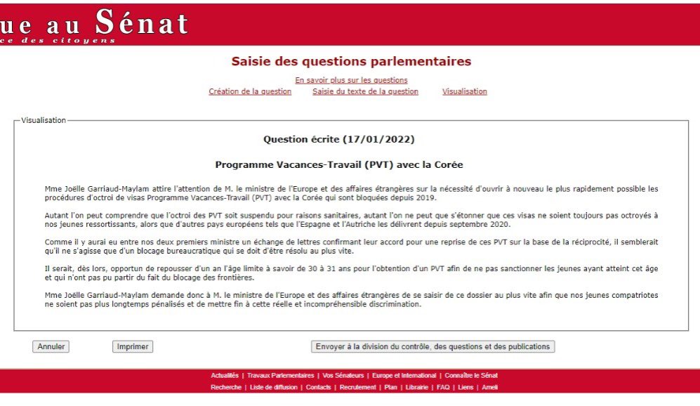 senateurJGM's tweet photo. #Corée #PVT Ma question au gouvernement 🇫🇷 et à @JY_LeDrian (elle sera publiée au J.O jeudi). Il faut relancer au plus vite ce programme Vacances-Travail entre 🇫🇷 et 🇰🇷. C’est important pour notre relation bilatérale, mais surtout pour notre jeunesse qui doit retrouver l’espoir ! https://t.co/h4optGSEYr