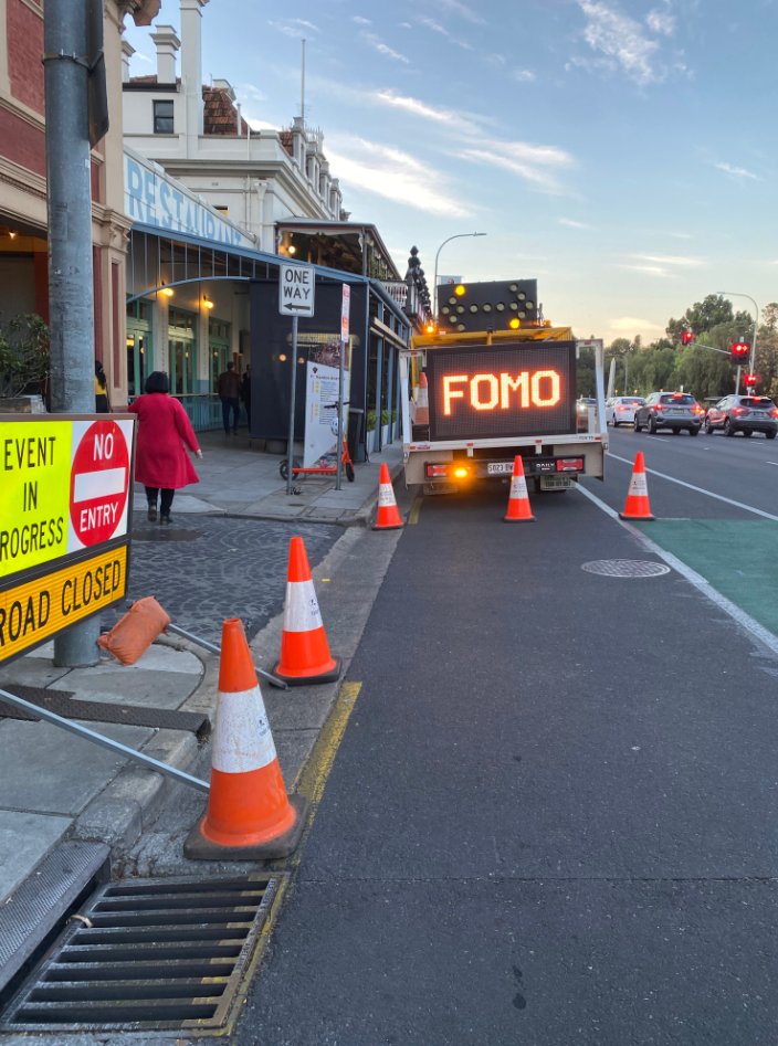 WorkzoneTraffic's tweet photo. Workzone provided traffic management services on behalf of our valued client, Fuller Brand Communications, at many sites across the CBD for #FOMO Fridays.
https://t.co/4jGhEsy9hV
#trafficcontrol #trafficmanagement #roadsafety #roadsafety #MetroSA #Southaustralia https://t.co/oPAn4fvAWl