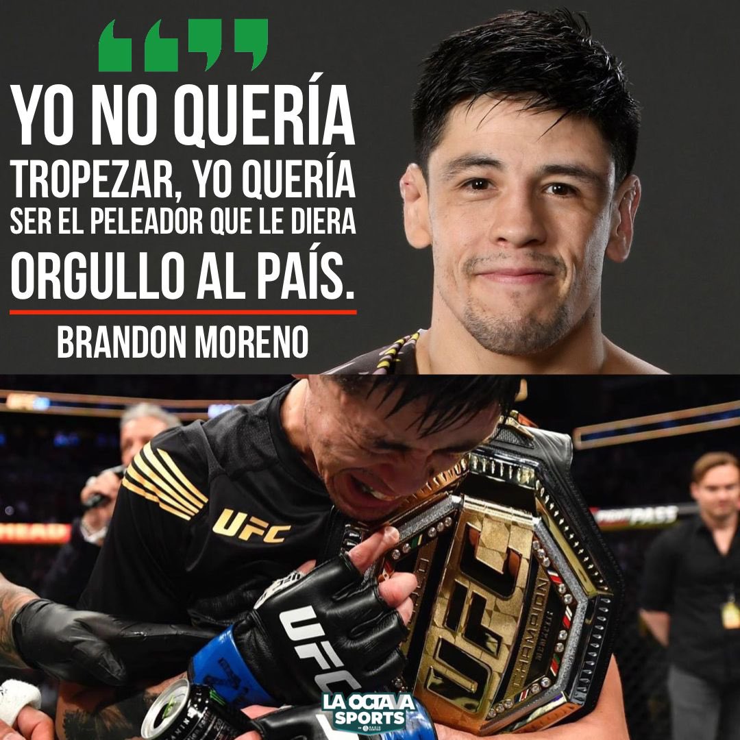 laoctavasports's tweet photo. POR EL PAÍS🇲🇽🔥
Brandon Moreno reconoció que quería llenar de orgullo a México en la pelea por el título🥋
El campeón mosca de UFC quiere ahora seguir con el cinturón por mucho tiempo más✅🛑
#TeDaMásEmociones #UFC #UFCFightNight #UFCbelt #BrandonMoreno #BrandonMorenoUFC https://t.co/MKng7kO9tt