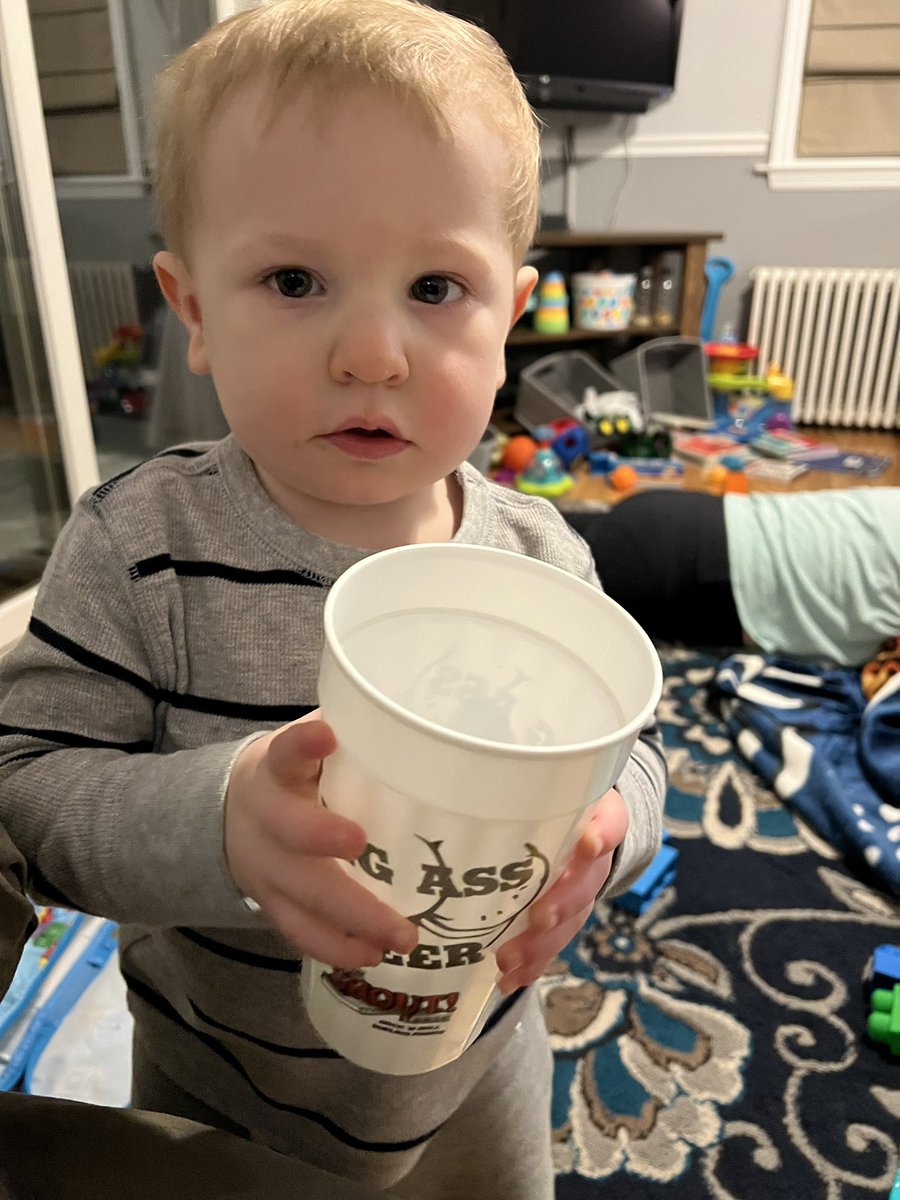 JasonLaz's tweet photo. In case you were wondering, this is the cup my son currently enjoys playing with. One of my favorite #SanDiego souvenirs for sure #BigAssBeer @TheShoutHouseSD https://t.co/Ans4dzejse