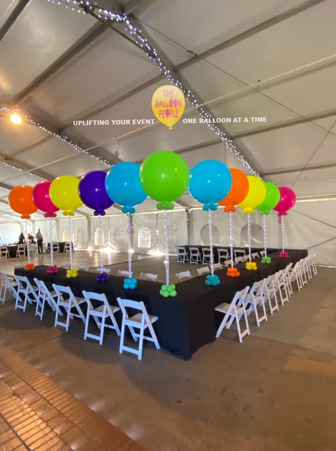 Francine on X: A centerpiece very often sets the stage for the event and  brings the theme into the venue. From simple to elaborate, Balloon  Centerpieces can fill open space on your