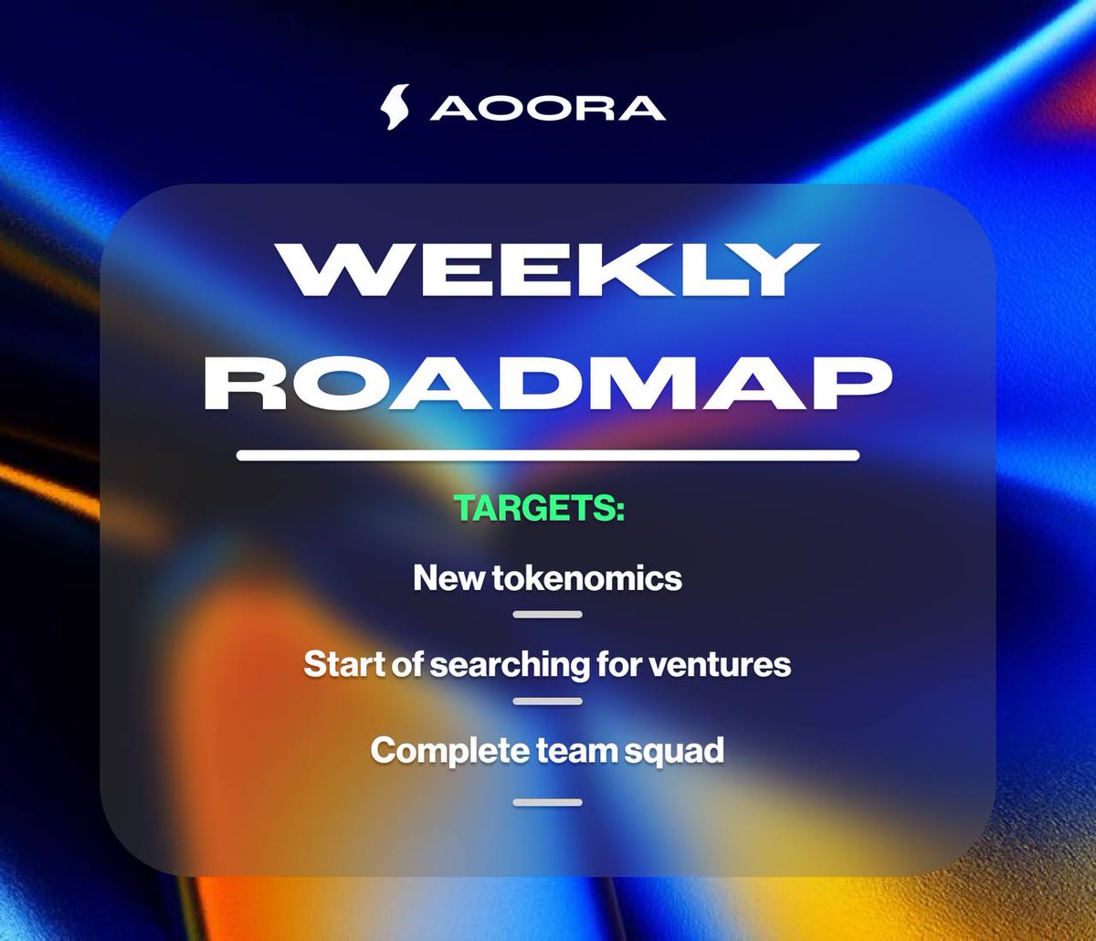 Aoora Coin Official (@aooracoin) on Twitter photo Hi everyone, let's go over our plans for this week. 🎯
We are already looking for venture capital funds, investments and projects to collaborate on mutually beneficial terms! If you have any proposal - we are always open, the contact address is cto@aoora.co 🤝 Hi everyone, let's go over our plans for this week. 🎯
We are already looking for venture capital funds, investments and projects to collaborate on mutually beneficial terms! If you have any proposal - we are always open, the contact address is cto@aoora.co 🤝