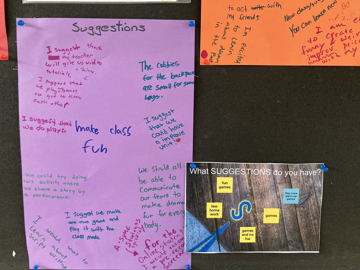 ebonwing's tweet photo. To begin the new semester in #MSDrama, students online and in person, shared their feelings and concerns using the #visiblethinkingroutine #compasspoints @ProjectZeroHGSE @RonRitchhart @ICSAddis @calstuart76 https://t.co/g9N4BgvflD
