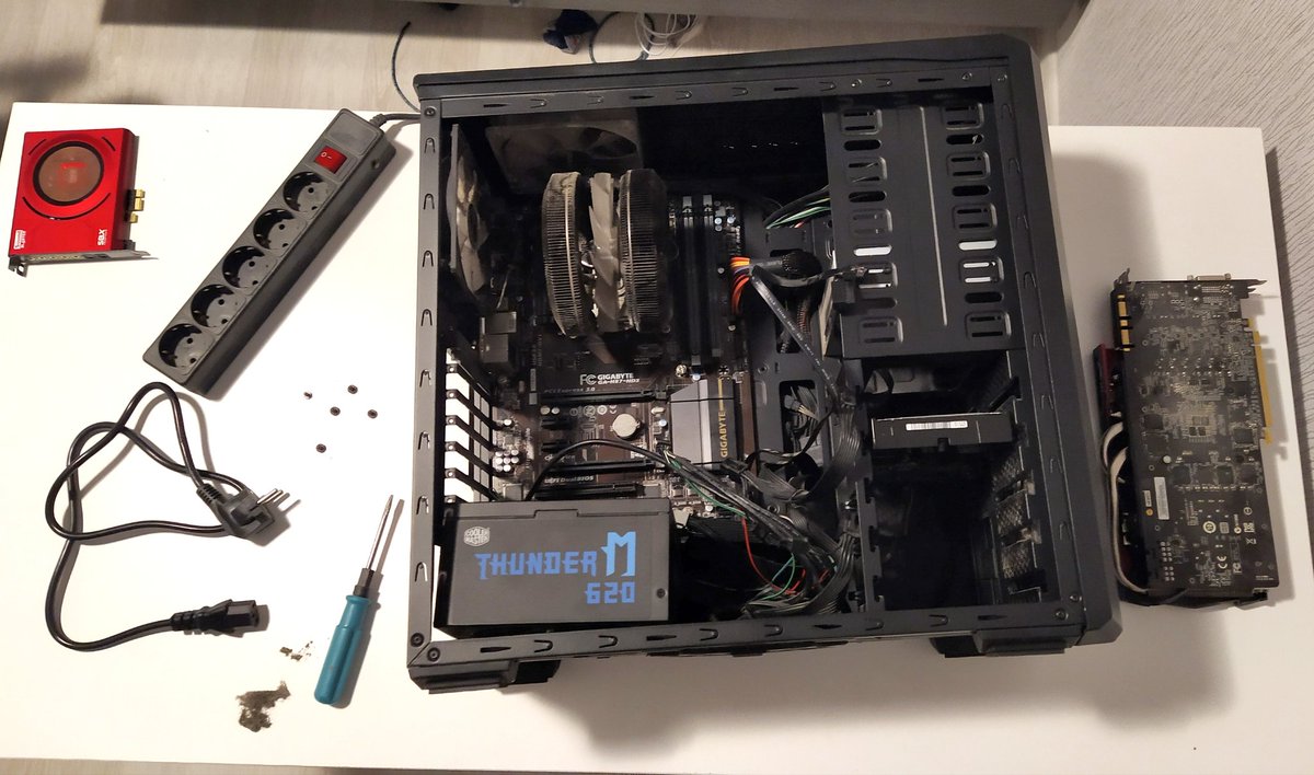 Well... I'm totally fucked, because my PC is died. Trying to reanimate it, but can't do anything. It's just don't react to anything at all. Praying this is just dead power supply, not motherboard or CPU.

Shit. I can't even work without my PC 😕