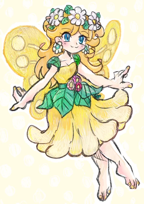 #PrincessDaisy #デイジー姫 #らくがき #SuperMario #イラスト フェアリー姫 春ヨ来イ!! 