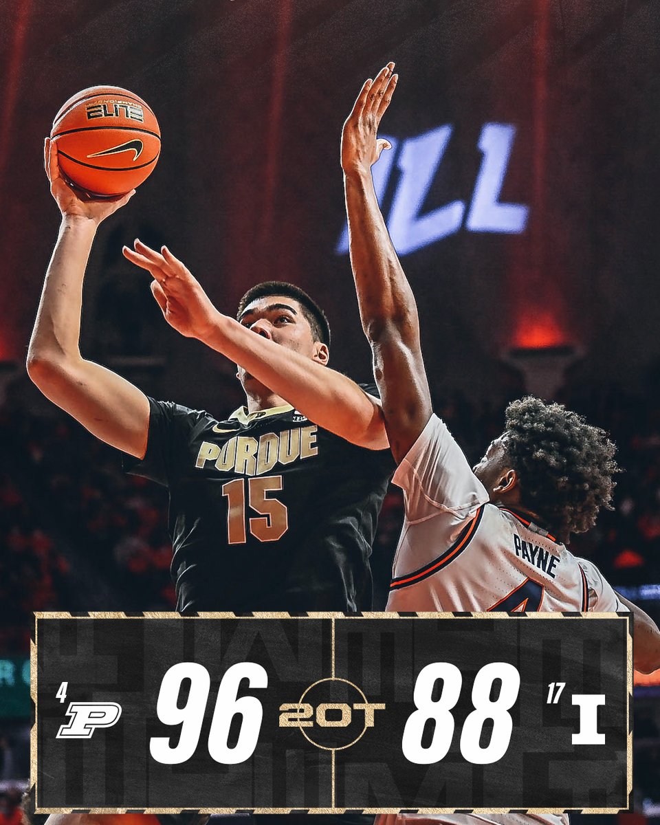 💥💥💥💥💥 FINAL

WHAT. A. WIN!!!

Boilermakers hand Illini first #B1G loss and are right back in the hunt!